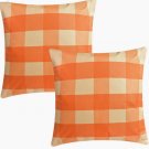 Orange Plaid Throw Pillows Covers set of 2