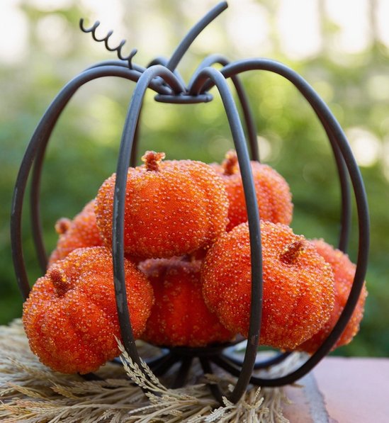 Orange Beaded Pumpkins 8 piece set