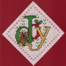 Finished Completed Cross Stitch Card - Christmas Joy