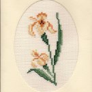Finished Completed Cross Stitch Card - Iris Flower