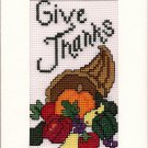Finished Completed Cross Stitch Card - Give Thanks
