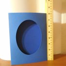 One (1) Tri-fold Blank Cross-Stich Card - Blue with Oval Opening