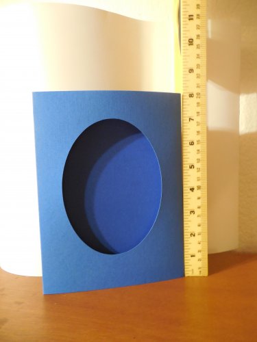 One (1) Tri-fold Blank Cross-Stich Card - Blue with Oval Opening