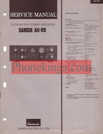 Sansui AU-D9 amplifier Service manual