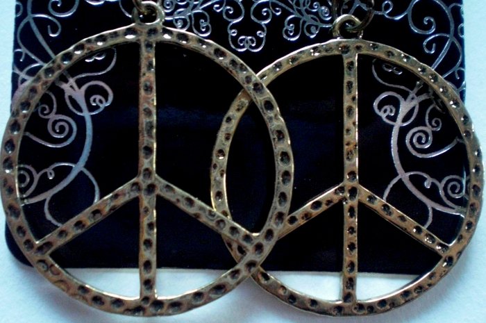 Gold Peace Sign Earrings
