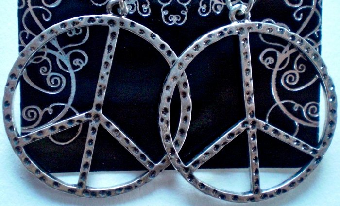 Silver Peace Sign Earrings