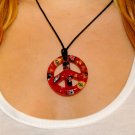 Marble Peace Sign Necklace (Red)