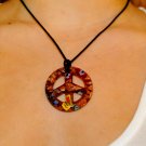 Marble Peace Sign Necklace (Purple)