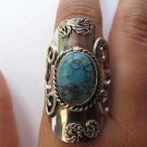 Turquoise Silver Ring with Pattern
