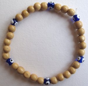 Evil Eye Rosewood Beaded Bracelet