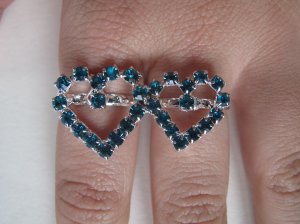 Two Finger Heart Ring (Blue)