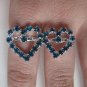 Two Finger Heart Ring (Blue)