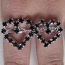 Two Finger Heart Ring (Black)
