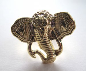 Elephant Head Adjustable Ring (Gold w/ Purple)