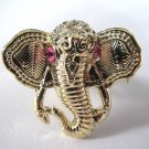 Elephant Head Adjustable Ring (Gold w/ Pink)