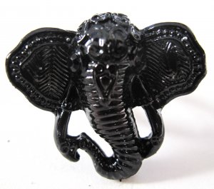 Elephant Head Adjustable Ring (Black)