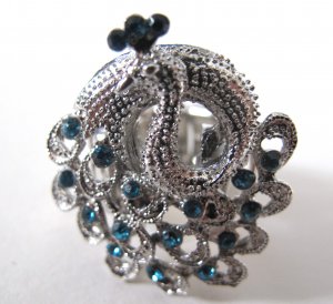 Peacock Rhinestone Ring (Blue)