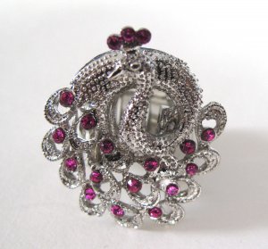 Peacock Rhinestone Ring (Pink)