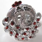Peacock Rhinestone Ring (Red)
