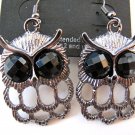 Small Owl Earrings (Dark Silver)
