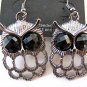 Small Owl Earrings (Dark Silver)