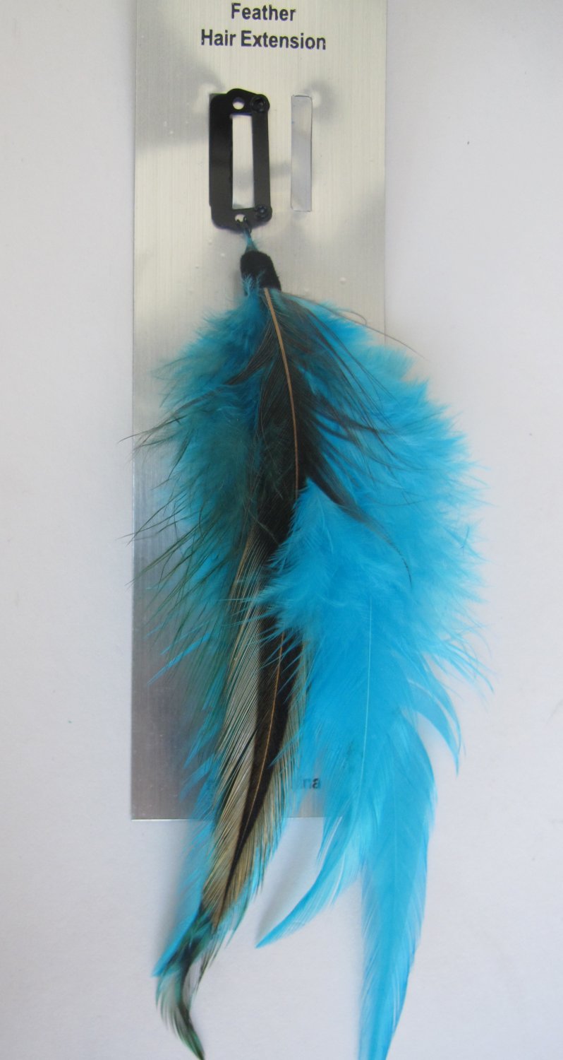 Feather Hair Extension Clip (Blue)
