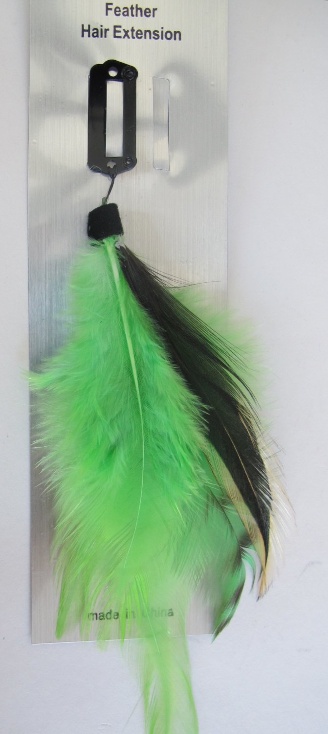 Feather Hair Extension Clip (Green)