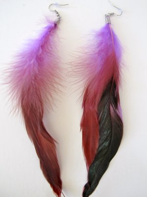 Large Feather Earrings (Purple)