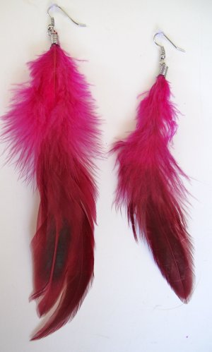 Large Feather Earrings (Hot Pink)