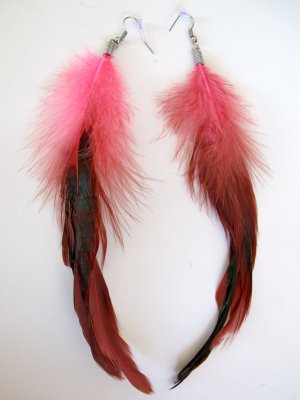 Large Feather Earrings (Light Pink)