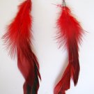 Large Feather Earrings (Red)