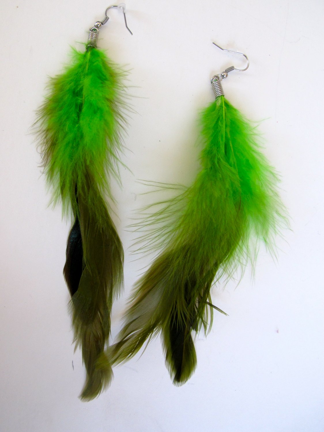 Large Feather Earrings (Green)
