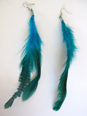 Large Feather Earrings (Turquoise)