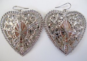 Silver Mirrored Heart Earrings