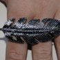Double Finger Feather Ring (Dark Silver)