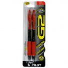 Pilot G2 Gel Ink Rolling Ball Pen, 2-pack (#31033 Red Ink, Fine Point)