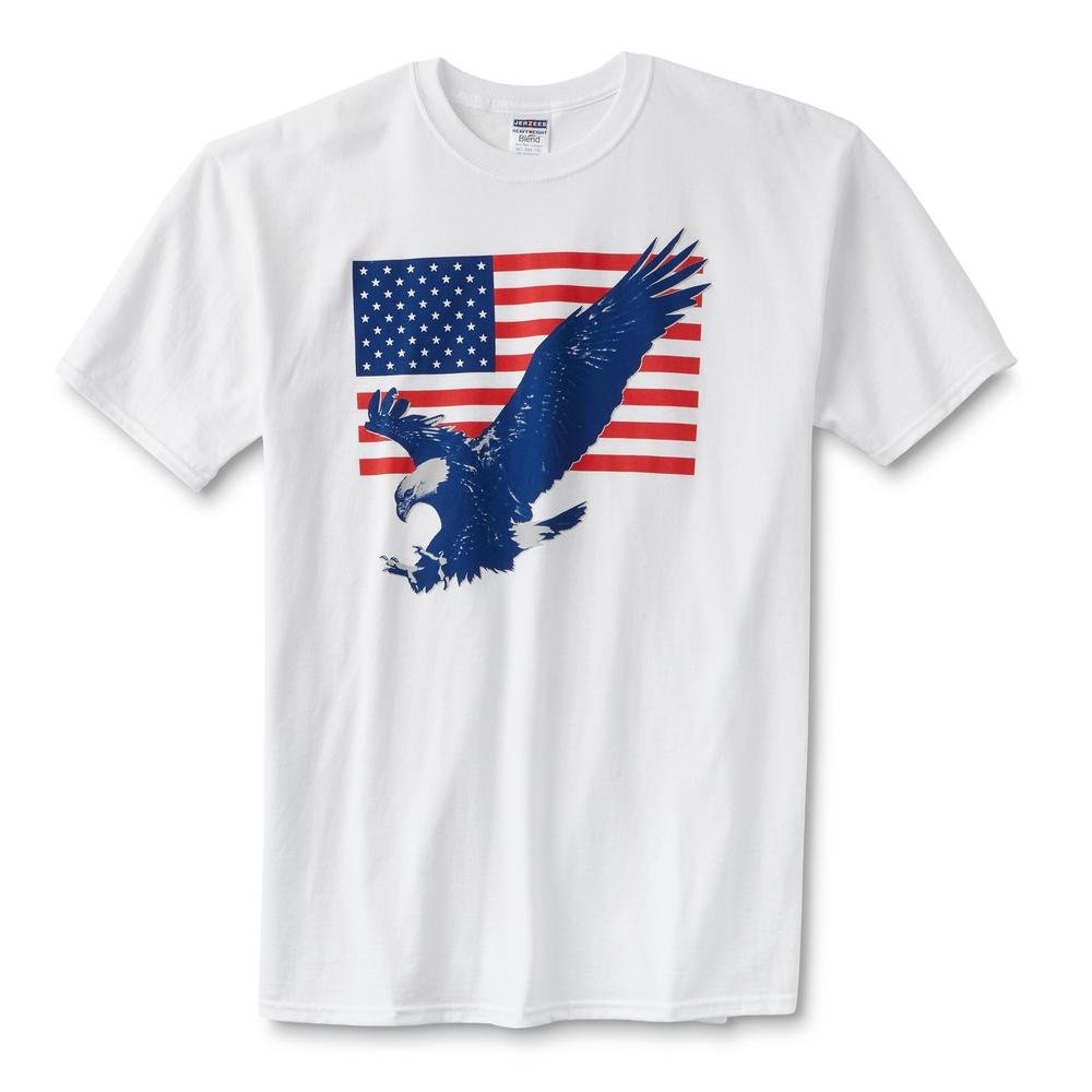 Men's Big & Tall Patriotic T-shirt - American Bald Eagle & USA Flag, XLT