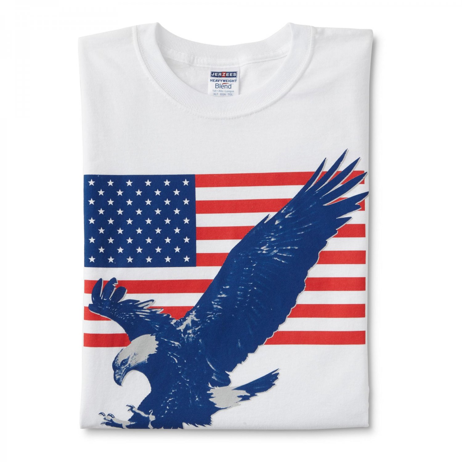 Men's Big & Tall Patriotic T-shirt - American Bald Eagle & USA Flag, XLT