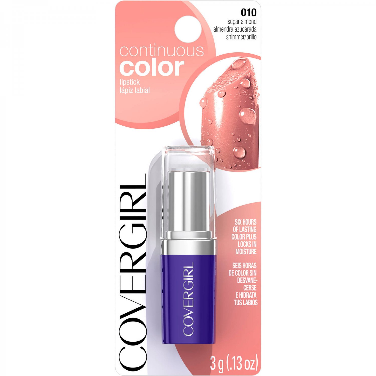 CoverGirl Continuous Color Lipstick, 010 Sugar Almond (Shimmer)