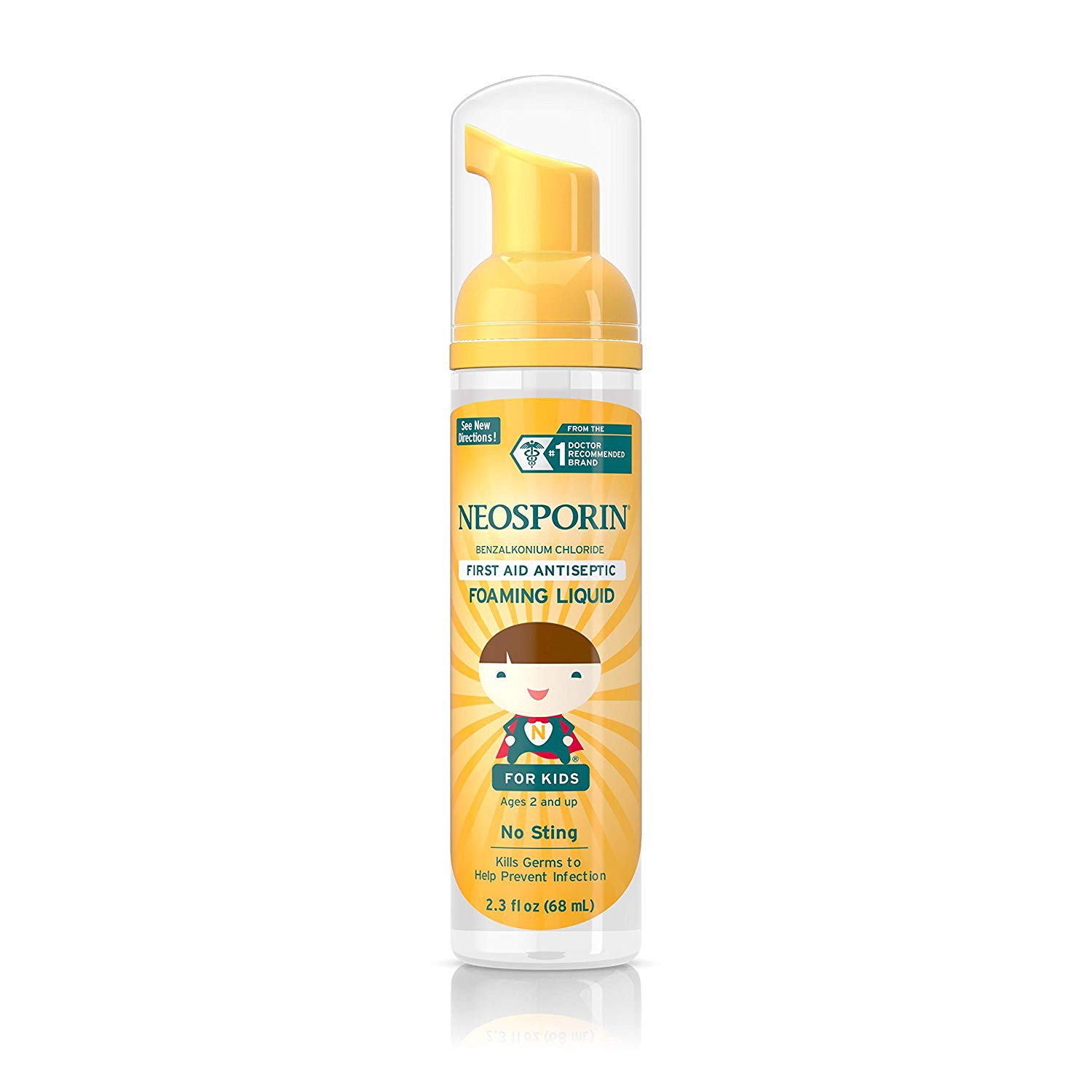 Neosporin Kids Wound Cleanser, First Aid Antiseptic Foaming Liquid 2.3