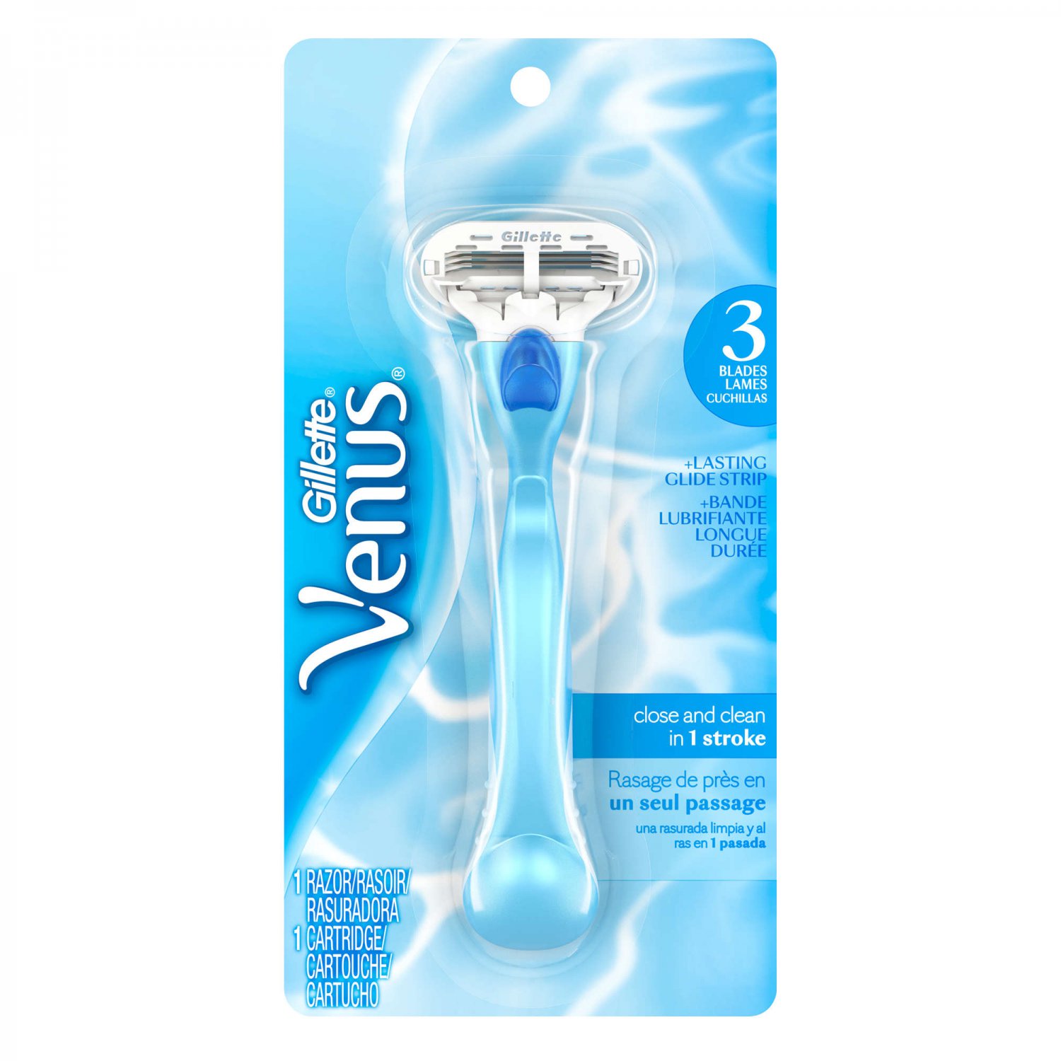 Gillette Venus Women's Razor, 3 Blades, 1 Razor + 1 Cartridge