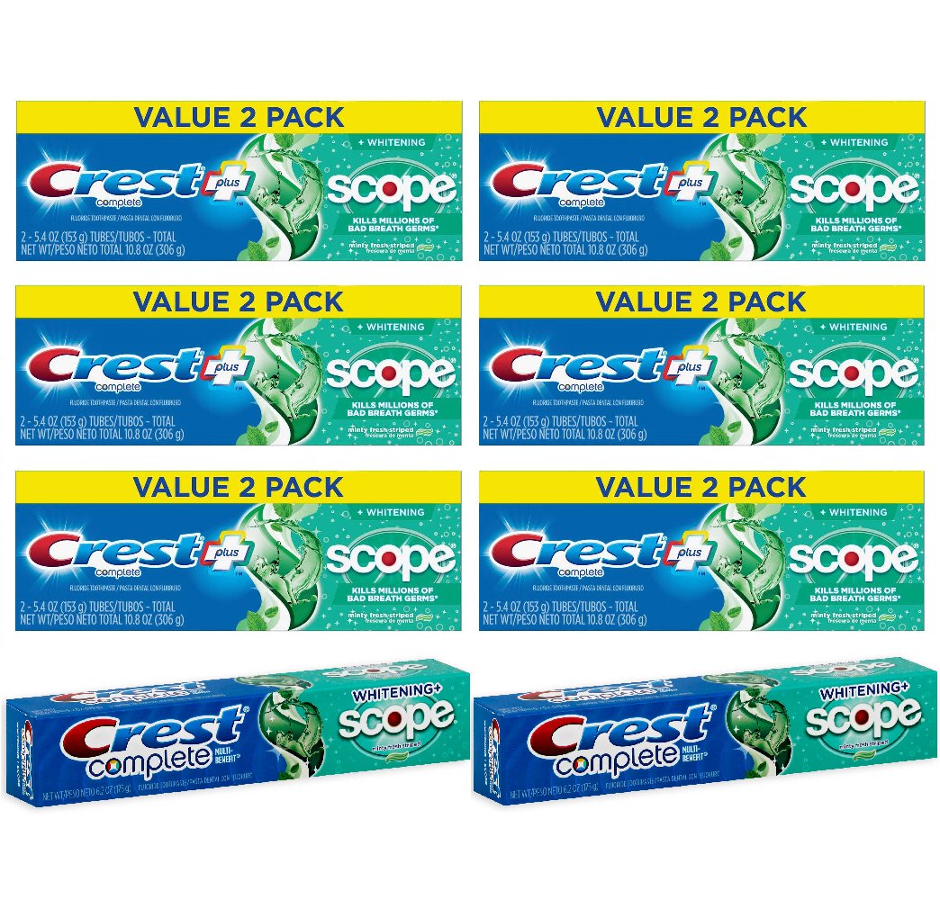 Crest Complete Whitening + Scope Toothpaste, 5.4-6.2 Oz (lot Of 14)