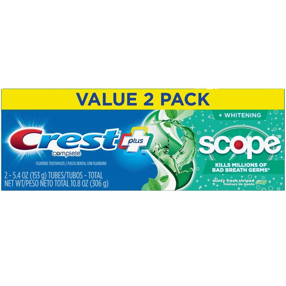 Crest Complete Whitening + Scope Toothpaste 5.4 oz, Value 2 Pack (Total ...