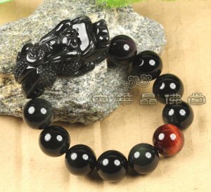 Natural Rainbow Obsidian eyes pi yao bracelect
