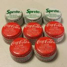 Lot of 8 Metal Soda Bottle Caps 5 Coca Cola 3 Sprite