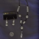 Black and White Resin Beaded Necklace and Earring Set