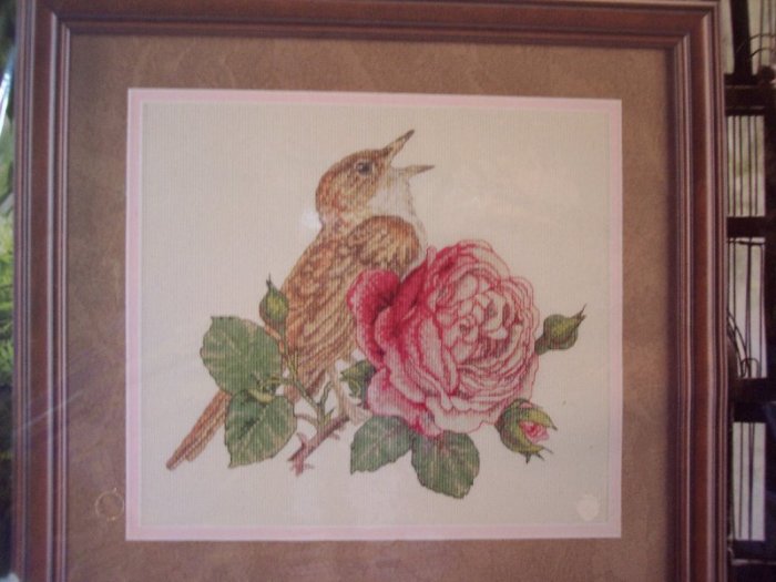 Rose & Nightingale Cross Stitch Kit New