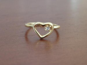 Heart & Diamante ring, size 7.