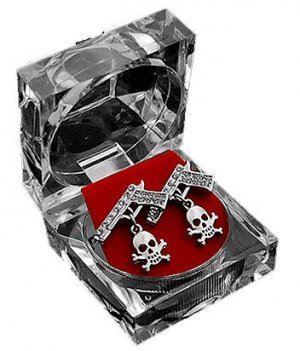 Silver Gun w/ Skull & Cross Bones Earrings