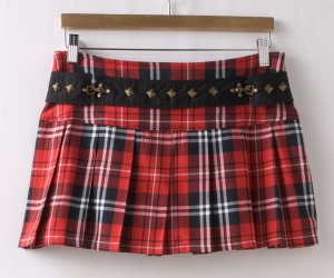 Pleated Plaid Mini Skirt